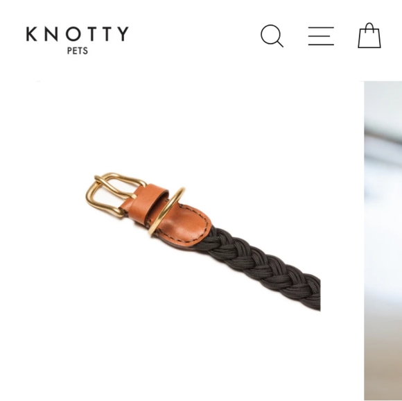NWT: KNOTTY PETS, BRAIDED CLASSIC, DOG COLLAR, BLK W/BLK LTH & GOLD HARDWARE. - Picture 4 of 16